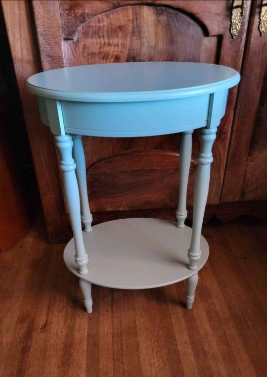 Teal Oval End/Side Table 