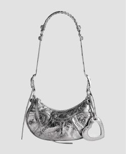 Balenciaga Le Cagole Silver Metallic Shoulder Bag