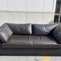 Dark Brown Leather Sofa