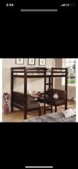 Coaster wood bunkbed s/ table and benches