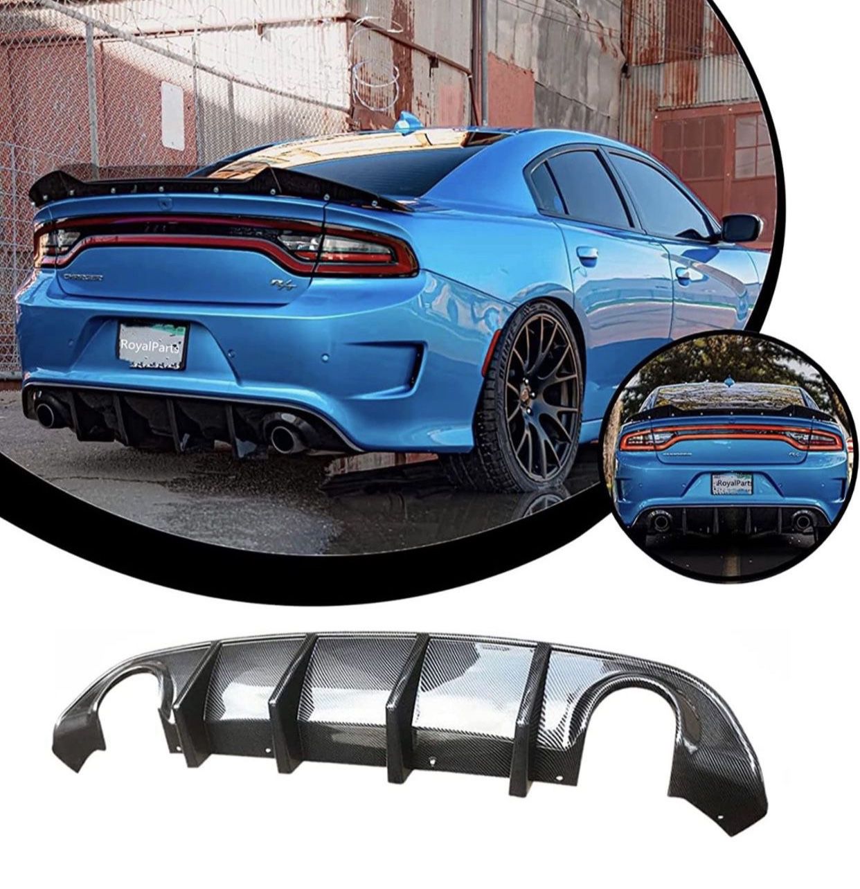 Rear Lip Bumper Diffuser V3 Style PP Splitter Spoiler Valance Chin Diffuser Body kit OE Style Compatible with 2015-2022 Charger SRT Non Wide Body Mode