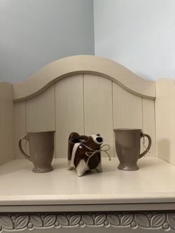 Vintage Style Ceramic Brown & White Cow Creamer, Set Of Brown Mugs ☕️