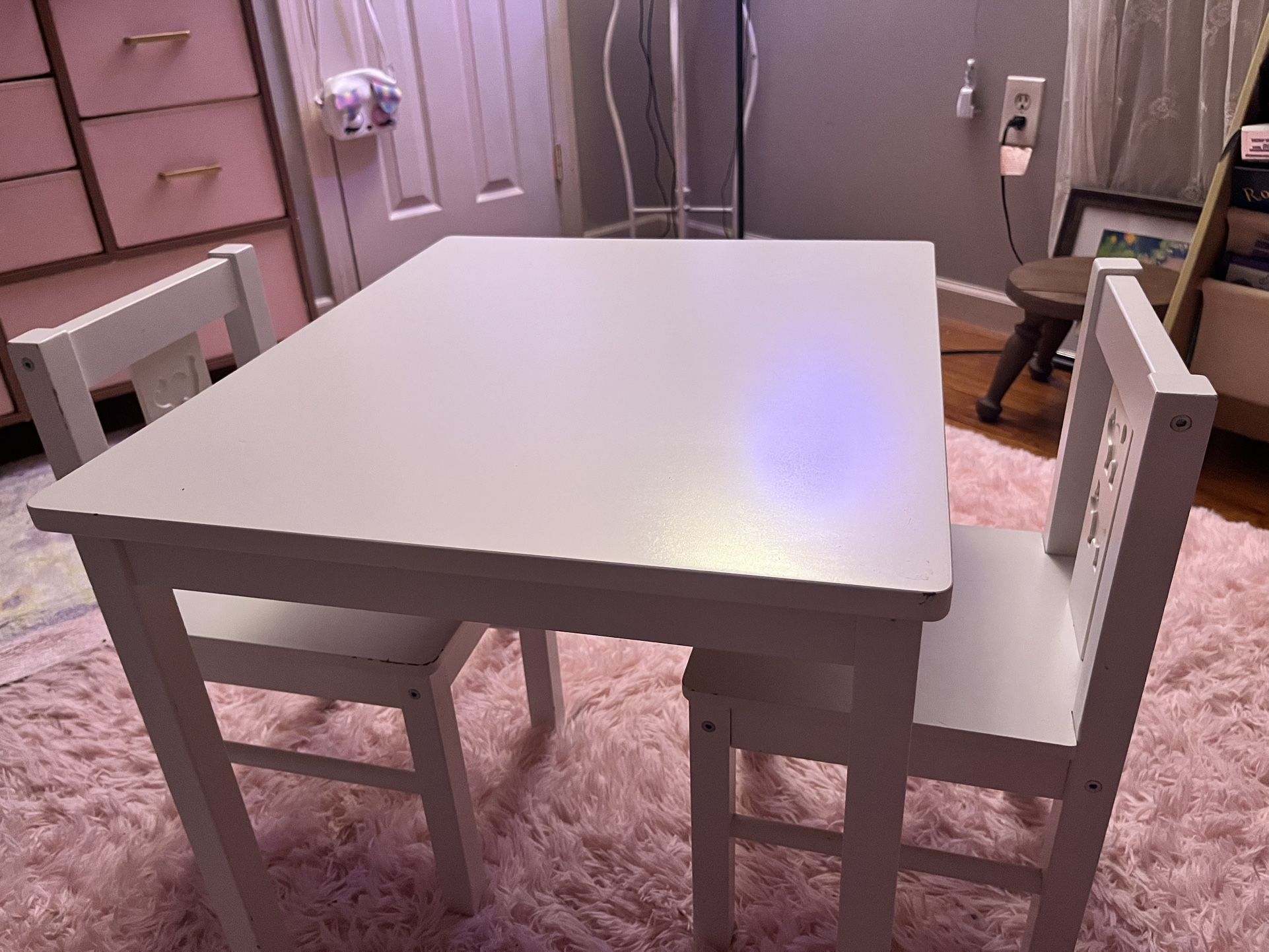 Ikea “Kritters” Kids Table with 2 Chairs (white)