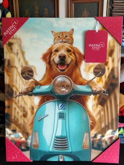 Instinct Style Dog And Cat Riding A Vespa