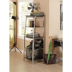 Mezza 60" H-4-Tier Metal and Black Shelf Unit