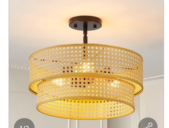 Double Rattan Light Fixtures, 3-Light 