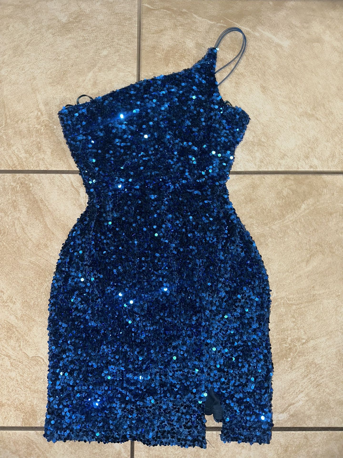 Blue Sequin Dress NEW! S!