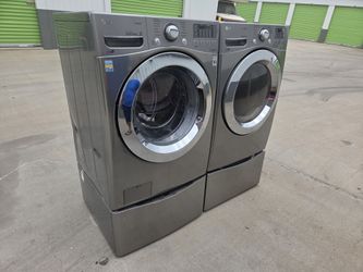 LG Front Load Washer and Dryer Set with Pedestals