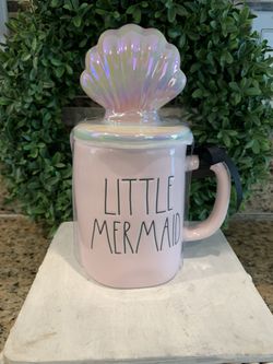 Rae Dunn Pink Little Mermaid Mug With Seashell Topper