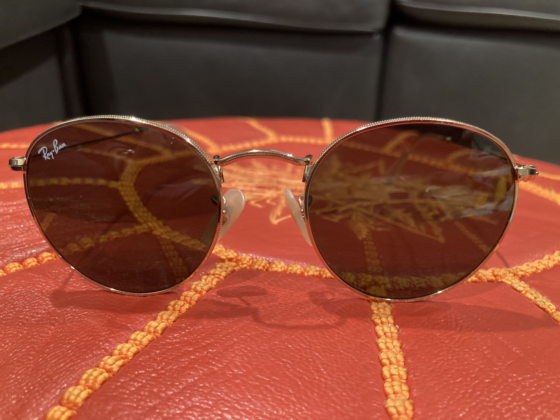 Ray Ban Rb3447 Round Metal Sunglasses, Color: Gold/Black Polarized