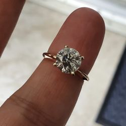 2.05 Carat E Color Round Diamond Ring 14 Rose Gold With White Gold Head. Gorgeous!!