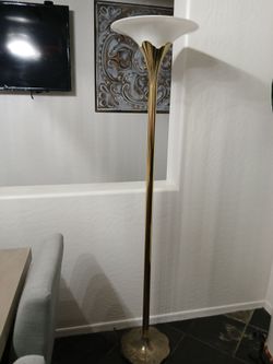 Art Deco Style Stiffel Solid Brass Tulip Torchiere floor ,  stylish mid century vintage floor lamp, Solid brass "Lily" torchiere floor lamp by tommi p
