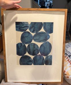 Abstract Art w/ Custom Light Wooden Frame (29 height x 23 width)