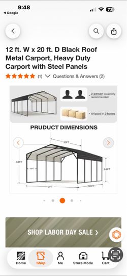 Lausiant Home 12x20 ft Heavy Duty Metal Carport