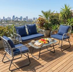 4 Piece Outdoor Patio Wicker Furniture Set