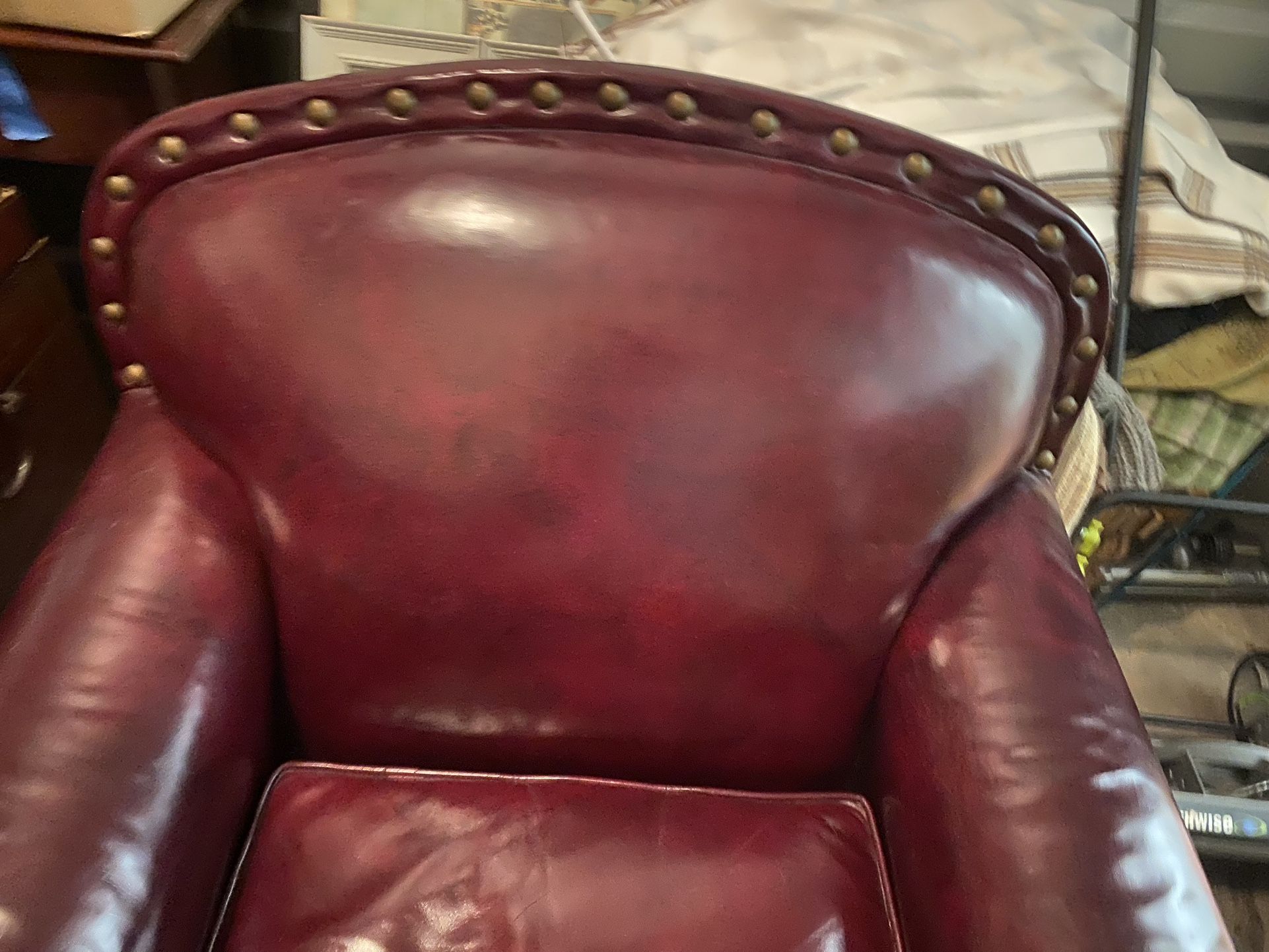 2 Vintage 1950s Burgundy Italian Leather Club Chairs