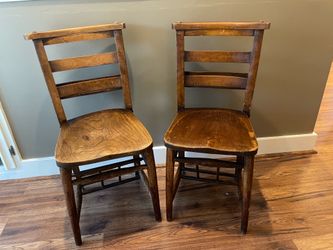 Two Antique Church Pew Chairs