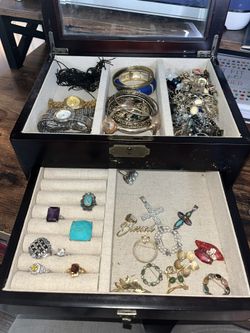 Jewelry Box With Lots Or Jewelry And Watches