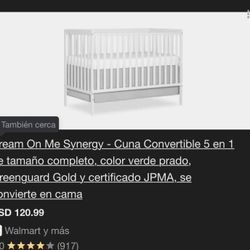 Crib Dream On Me Synergy - Cuna Convertible 5 en 1 de tamaño completo,