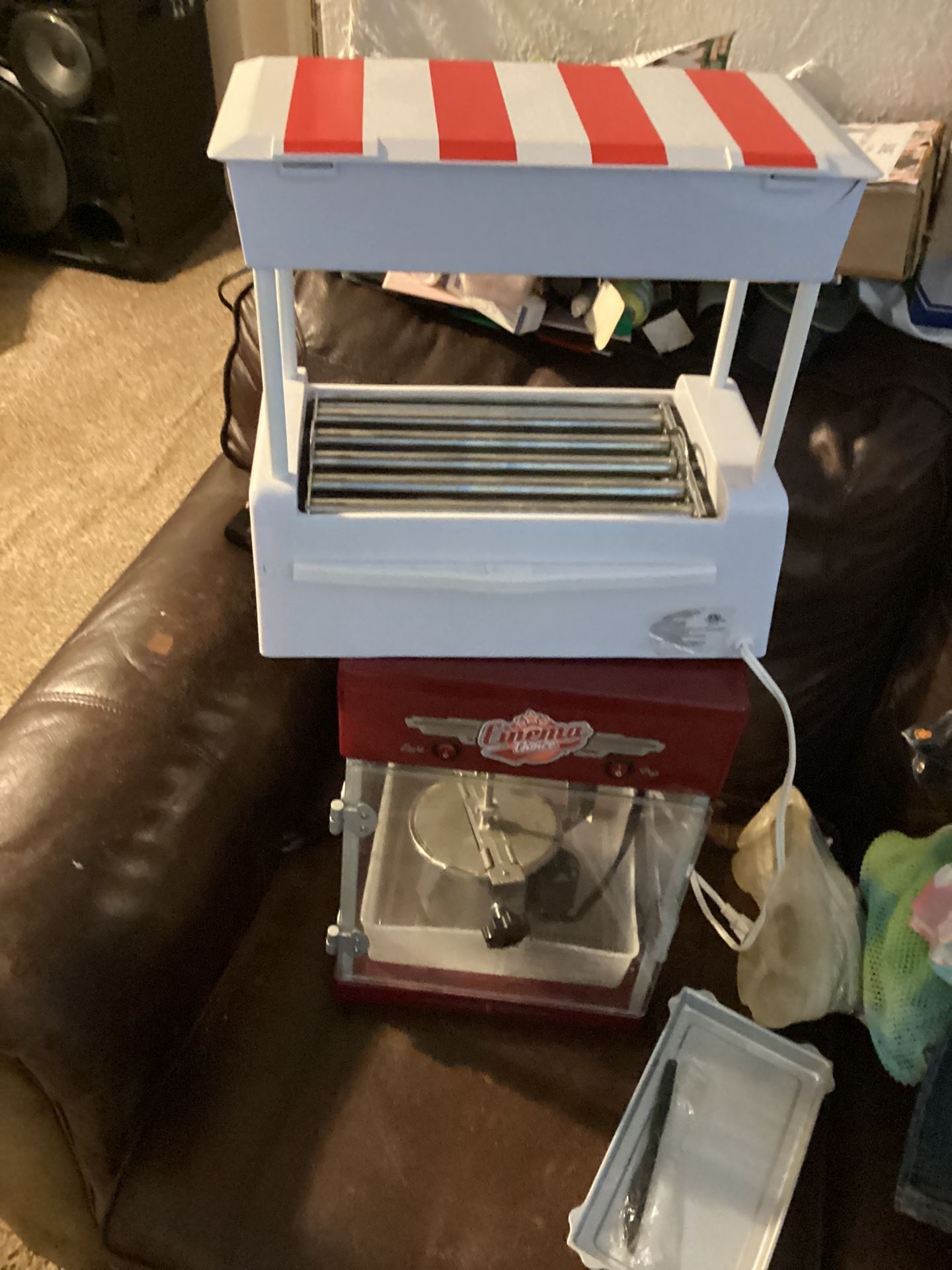 Pop Corn And Hotdogs Grilled