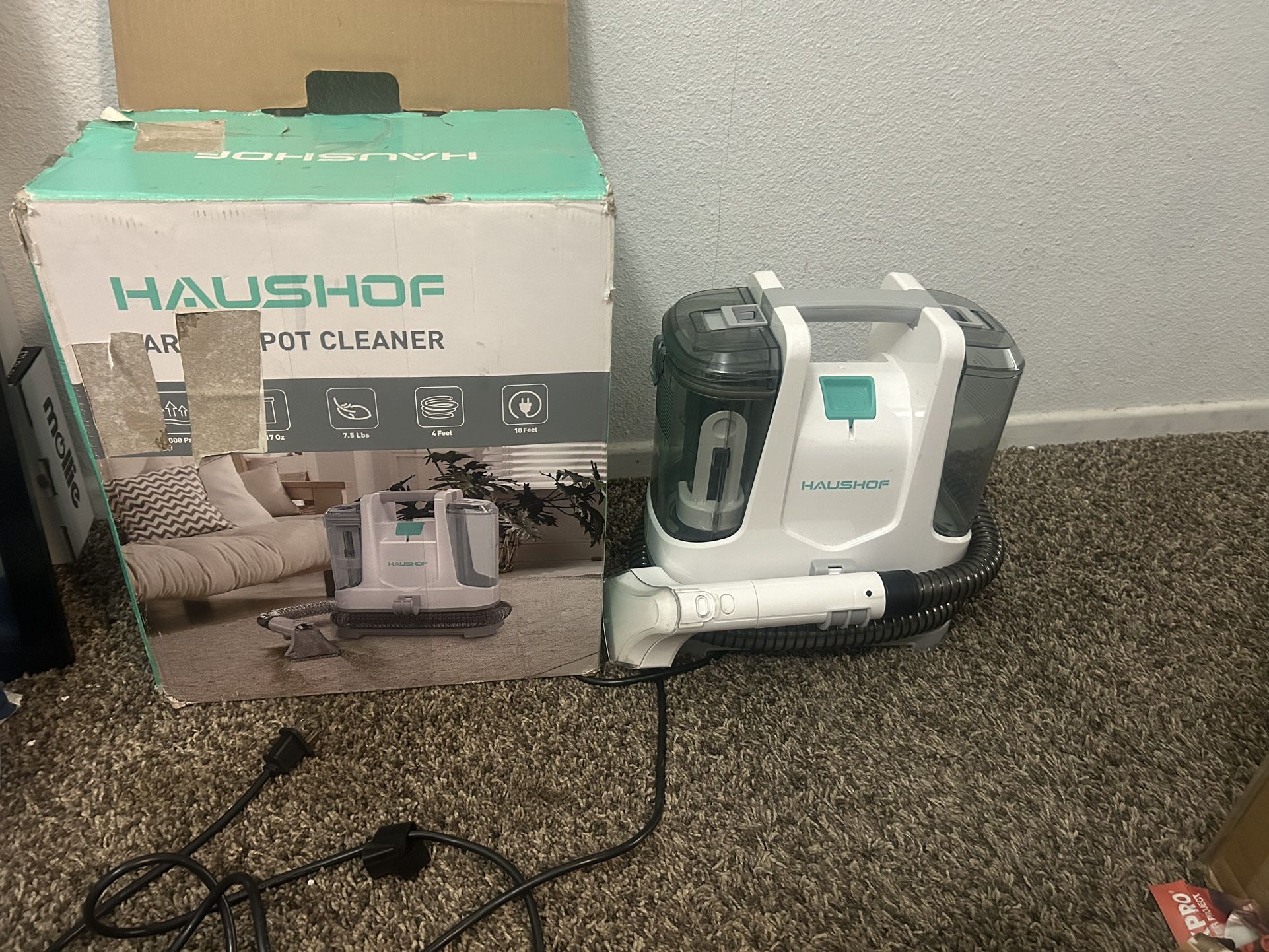 Haushof Portable Spot Cleaner for Carpet and Upholstery, Carpet Cleaner Machine, Pet Stain Remover, Car and Auto Detailer, Powerful Suction with Versa