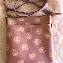 Coach Kitt Messenger Crossbody Rose Print Pink Shoulder Bag Floral