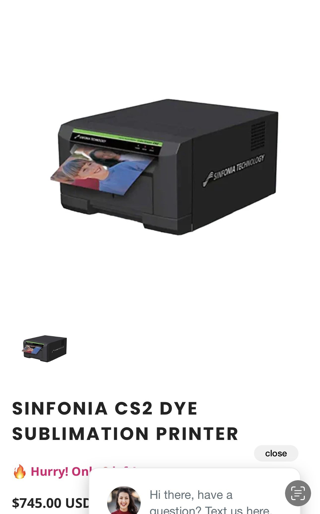 Sinfonia CS2 Dye Sublimation Printer