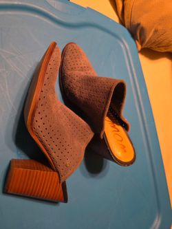 Sam Edelman Gray Leather Suede Mules Slip On Shoes Size 8