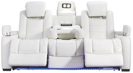 ⭐ IN STOCK ⭐Party Time White LED Power Reclining Living Room Set with Adjustable Headrest