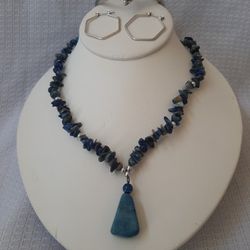 Ipiz Lazuli Stone Necklace, Dolphin Bracelet, Earrings 
