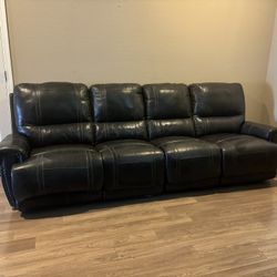 Dark Brown Leather Power Reclining Couch – 4 Seat – USB Charging Free Delivery 🚚 