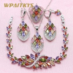 Luxury multicolor cubic zirconia 926 sterling silver jewelry set