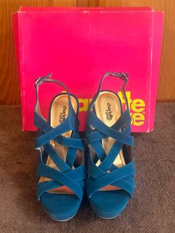 Ladies Charlotte Russe Teal Strappy Platform High Heels Sz 9
