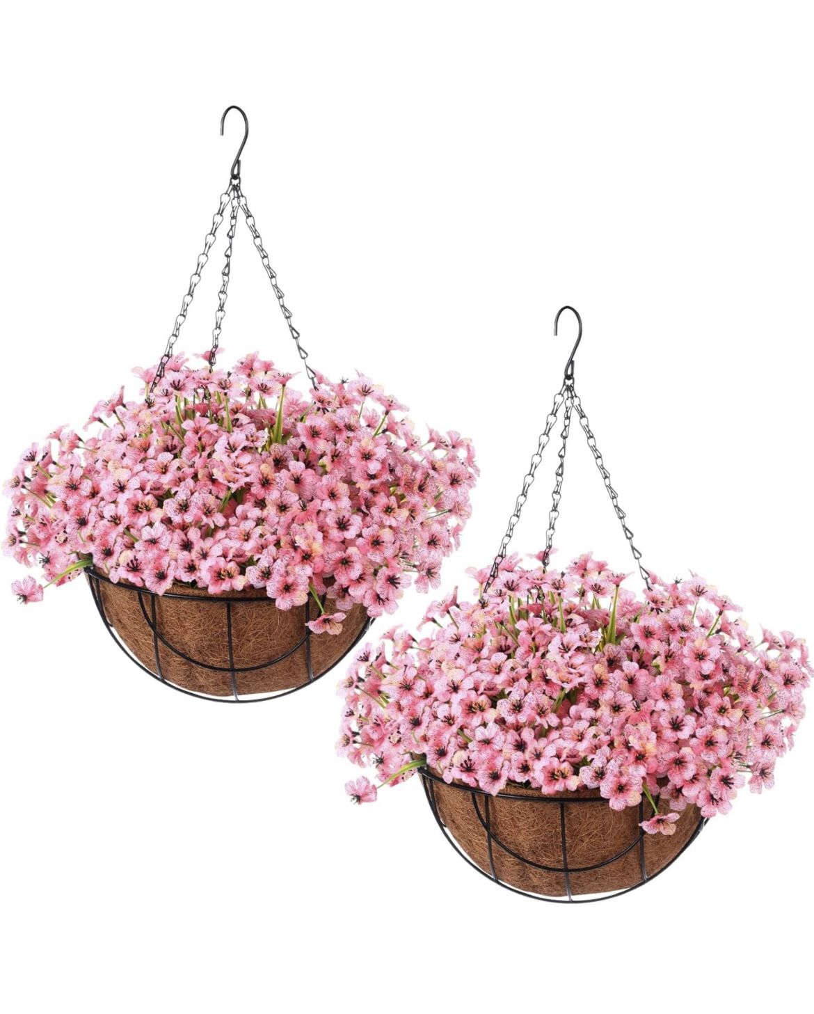Artificial Hanging Flowers In Pot (2 Pieces) Pink