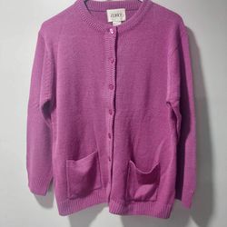 Pink Cardigan Sweater Women’s Petite XL JENNY Simple Classic Button Up Sweater with Pockets