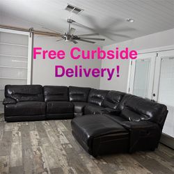 Free Curbside Delivery! Large Electric Sectional Couch With Recliners