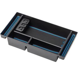 TOTMOX Center Organizer Tray, ABS Black, Blue Car Center Console Armrest Box Storage 