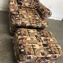 Living room chair with ottoman almost New