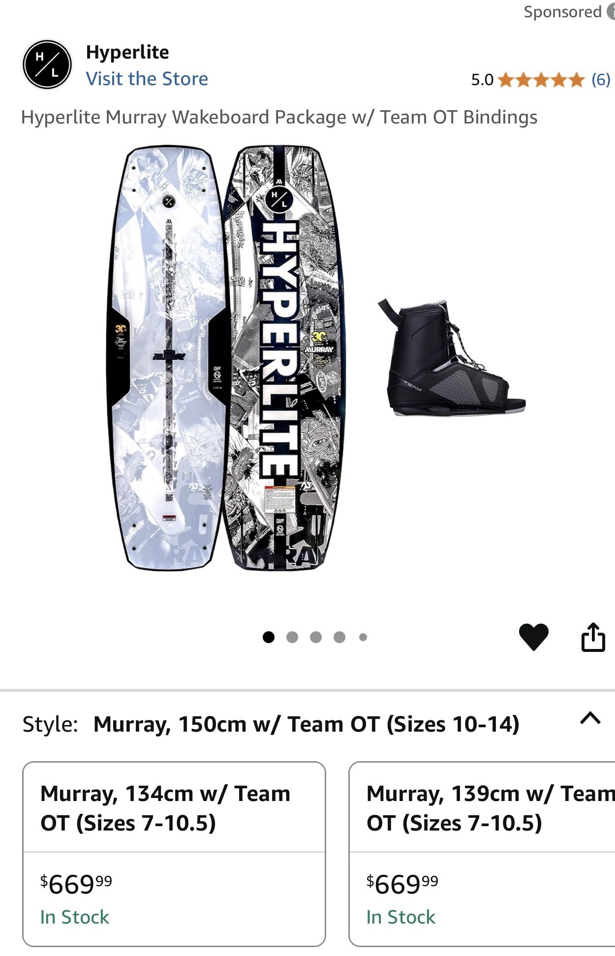 Hyperlite Murray Wakeboard Package w/ Team OT Bindings