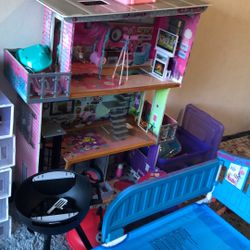 Doll House, Toys, Grill, And Bed For Toddler 