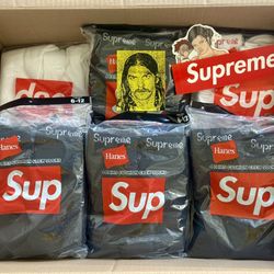 Supreme X Hanes Crew Socks Black - White 4pair