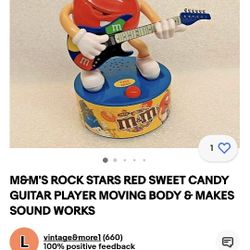 M&M'S ROCK STARS RED SWEET CANDY GUITAR PLAYER MOVING BODY & MAKES SOUND WORKS