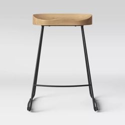 Metal Base Counter Height Barstools with Wood Seat Brown - Threshold™ designed with Studio McGee
