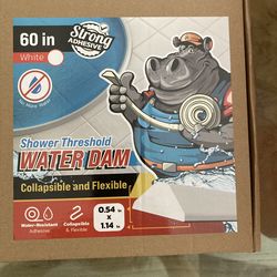 Shower Threshold Water Dam Barrier 60" - White Collapsible Shower Water Blocker - Guard for Walk in Shower - Water Guard Stopper for Floor - Shower Do