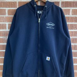 Carhartt Full Zip Hoodie Sweatshirt Loose Fit Navy Blue Size XL