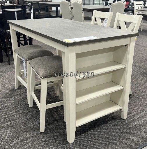 Counter-Height Dinning-Table Set With 2 Stools And 2 Chairs