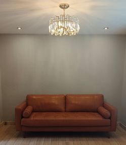 Genuine Leather Cognac Sofa – Mid Century Modern – 88”