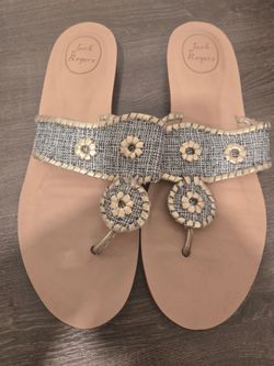 Jack Rogers Thong Sandals with Floral Detail 10.5