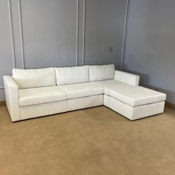 Lego Divan Ivory Modular Sectional L Shape Sofa(5 arm + 4 base)
