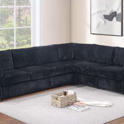 Black Corduroy Sectional Sofa 